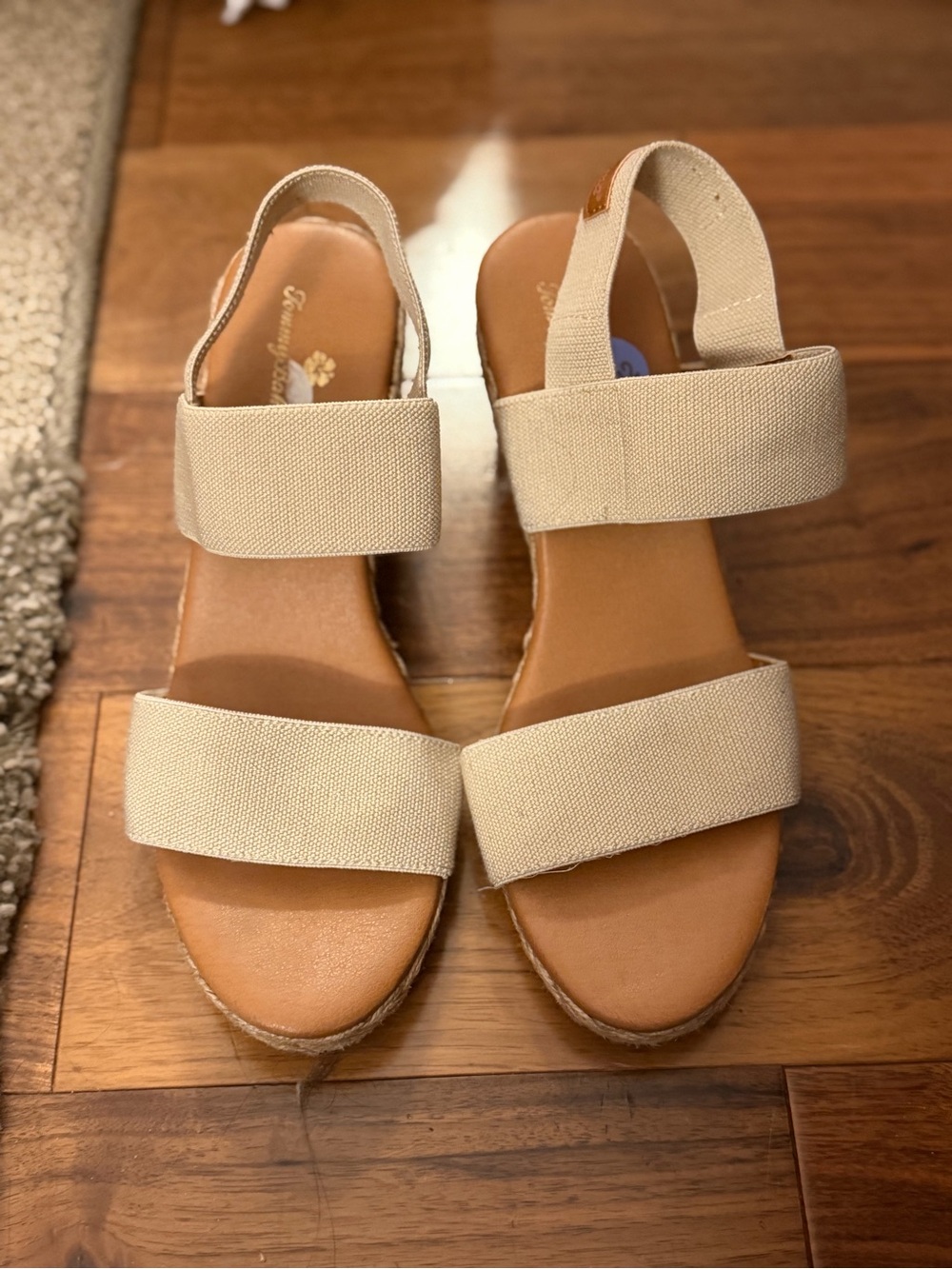 Tommy Bahama Cream Espadrille Wedge Sandals